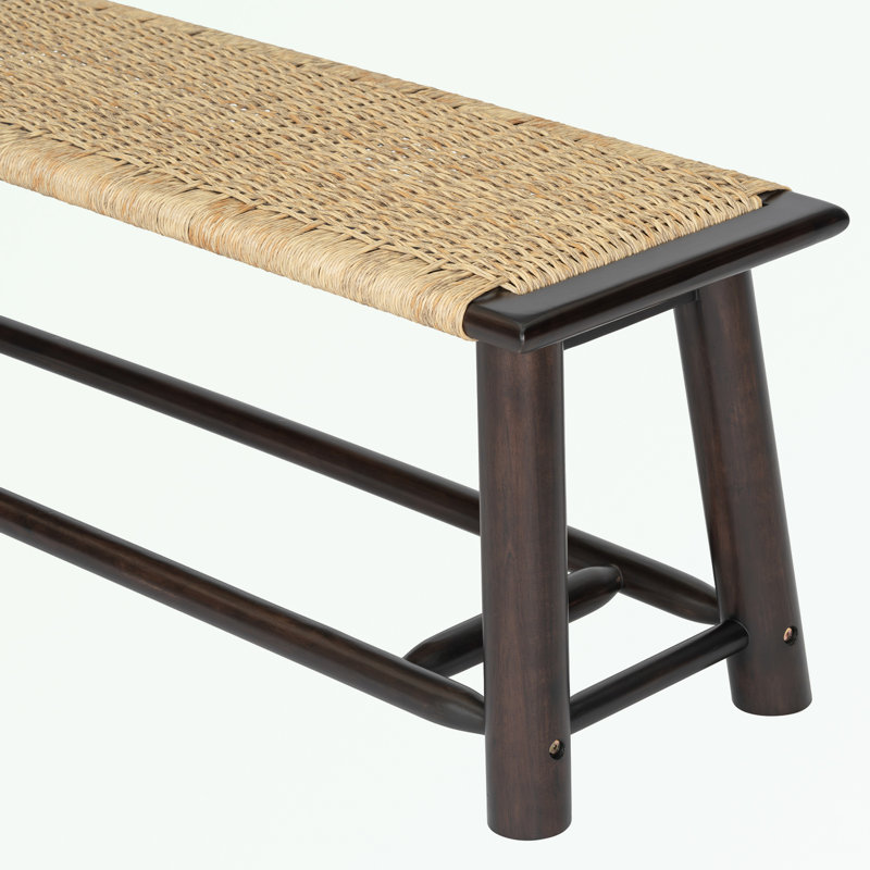 benches with Rattan seat and wooden legs, Walnut