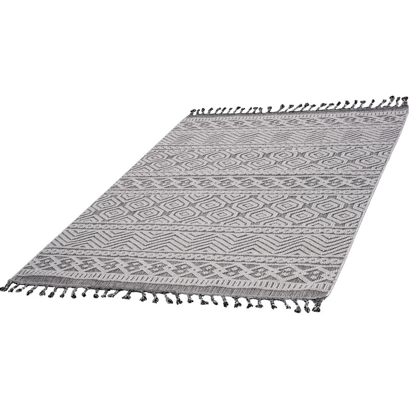 Tapis tissé 4X6 et gris / blanc - élégant pour les espaces multiples, les taches, la perte de poils et les animaux de compagnie