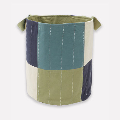 Checkered Fabric Storage Bin