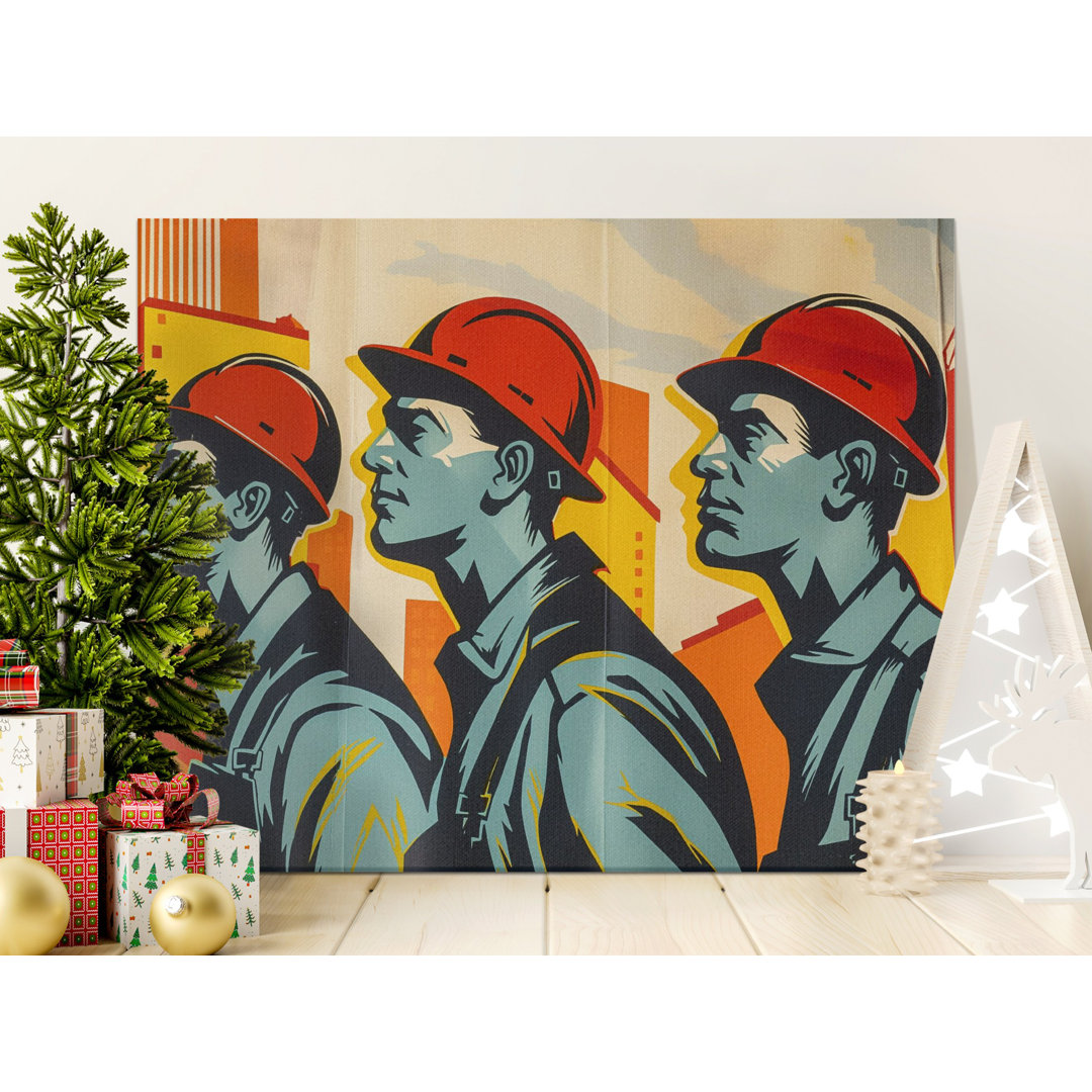 Construction Worker Canvas Wall Art, Gallery Wrapped Matte Print, Ready to Hang, Archival Quality, Union Worker Art, Industrial Decor