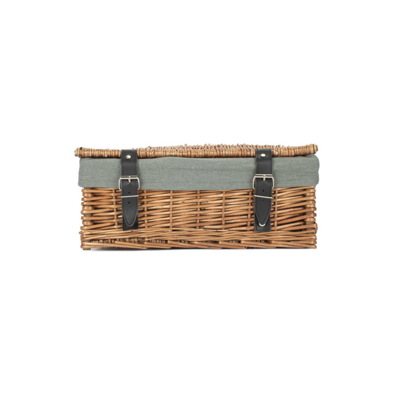 14" Wicker Picnic Hamper Basket with Lining, Double Steamed//Grey