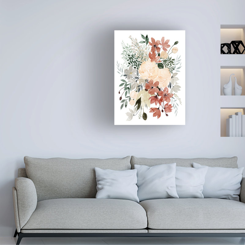 Grace Popp Floral Bouquet Canvas Art in White and Tan