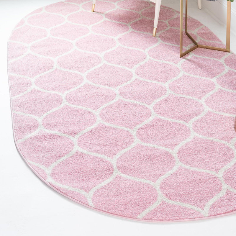 Llanet Geometric Area Rug, Oval 3'1" x 5'3", Pink