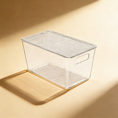 Clear Stackable Storage Bins With Lids And Handles, Plastic Organizer Containers For Pantry, Kitchen, Fridge, Cabinet, Bathroom, And Closet Organizati