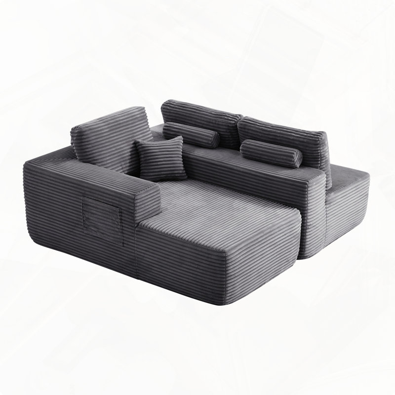 Canapé modulaire en L 104 po, Gris