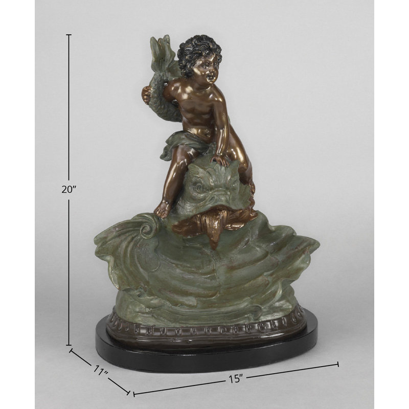 Figurine garçon sur poisson Erdmann