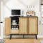 Armoire de rangement Sherick Boho avec 3 portes en rotin et 3 tablettes réglables-1940752166