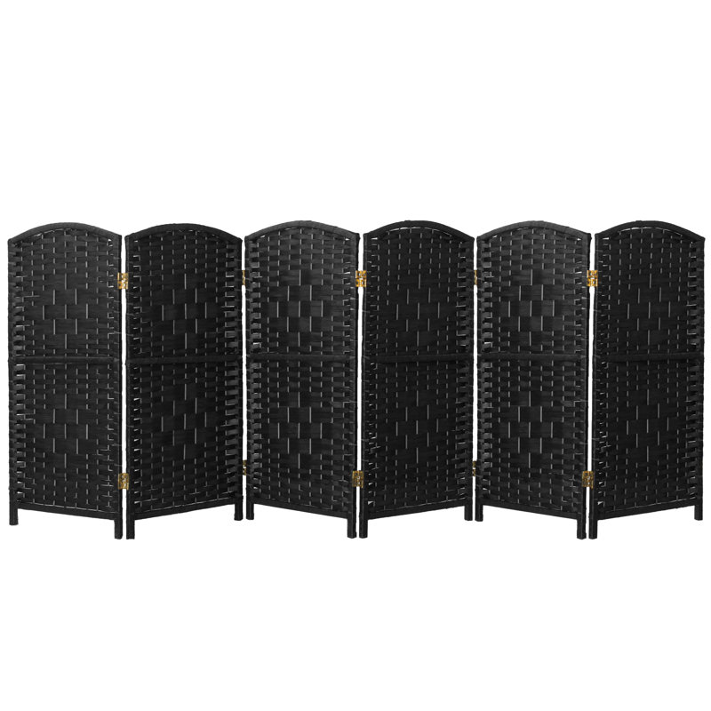 Paravent Short Diamond Weave, Noir, 6, 4 pi