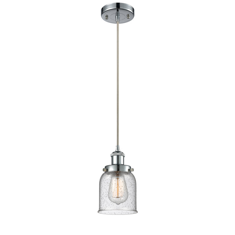 Luminaire suspendu en forme de cloche à 1 lumière Clara, Grainé, DEL, Chrome poli