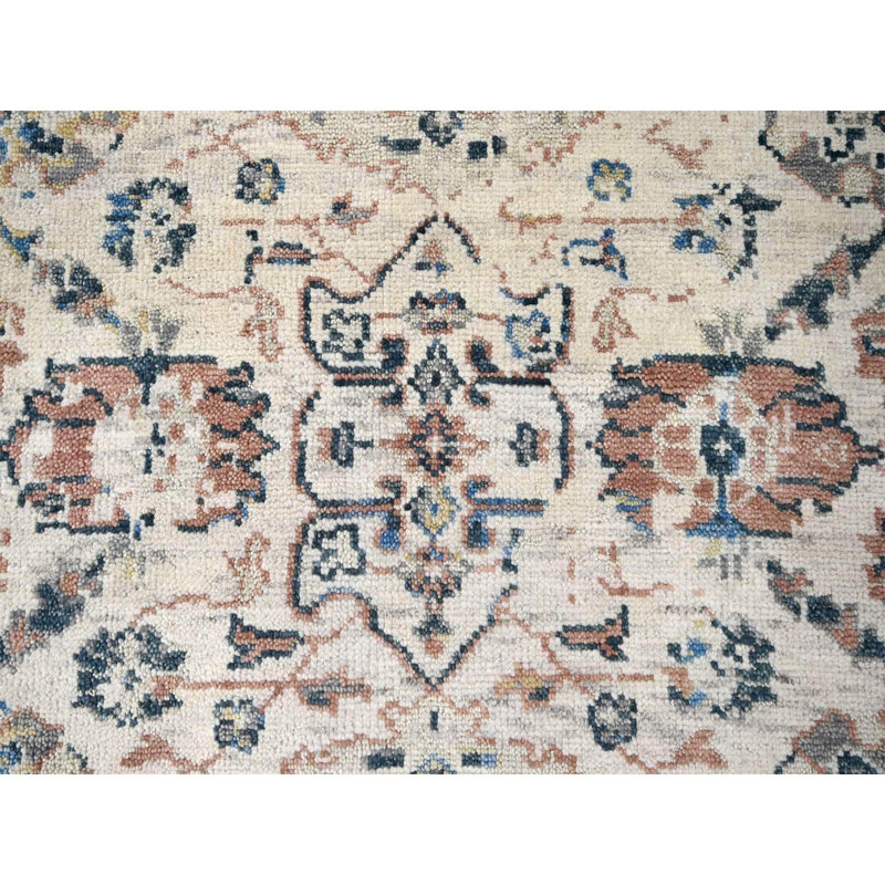 Tapis oriental ivoire en laine noué à la main 9 pi 9 po x 14 pi 05DEE3BFAD64449690E5C864489E4064