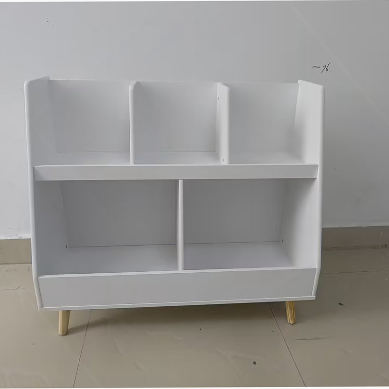 Bibliothèque pour enfants et organisateur de jouets, bibliothèque ouverte en bois à 5 casiers, rangement pour bébé à 2 niveaux avec pieds