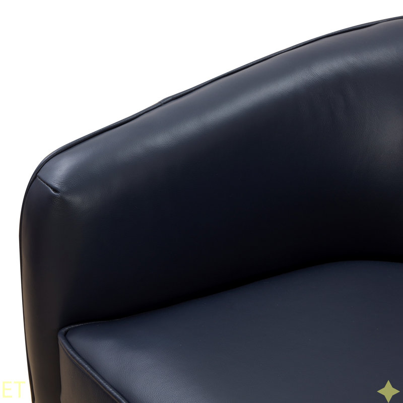 Chaise pivotante en cuir et cuir Tessa, Bleu marine foncé