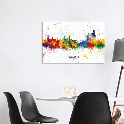 Amsterdam Netherlands Skyline Splash by Michael Tompsett - Wrapped Canvas Print