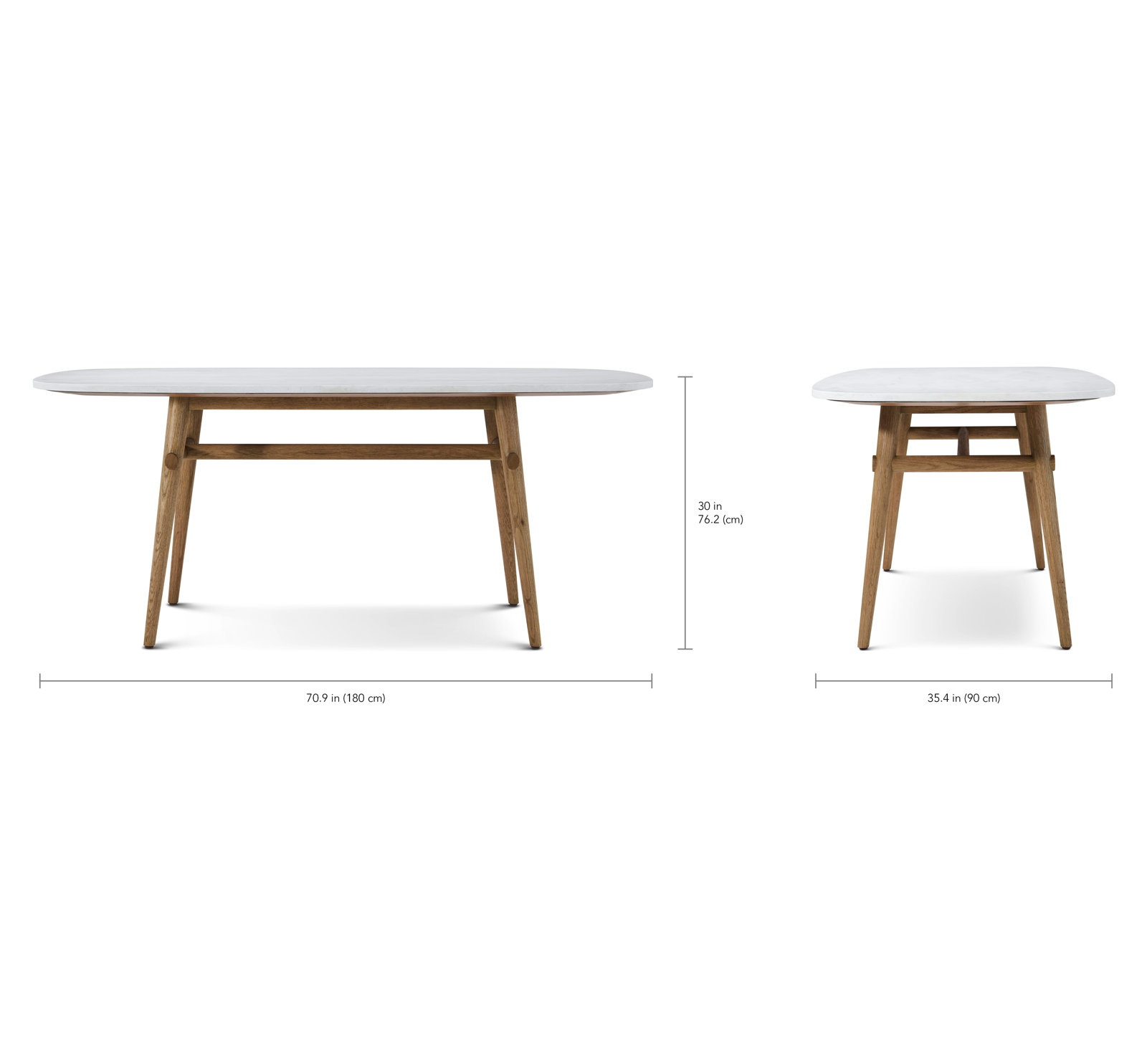 Dining Table, Natural, 30" H x 70.87" L x 35.43" W