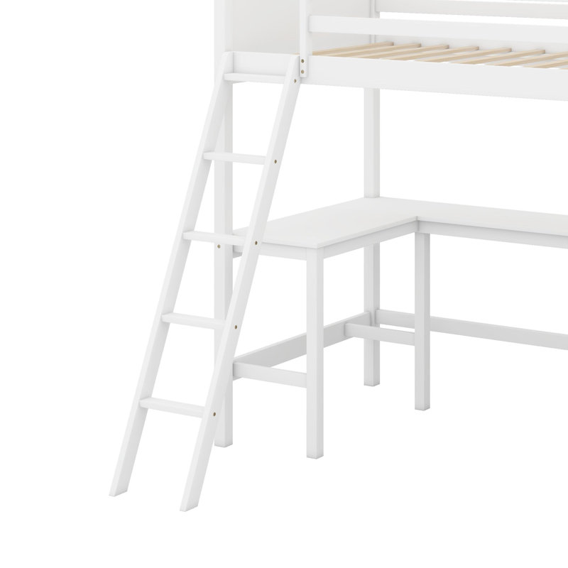 Lit mezzanine simple avec tablettes et bureau