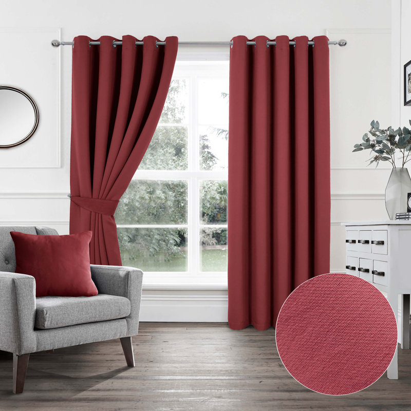 Chacra Room Darkening Curtain Pair, Width 229 x Drop 229cm, Red