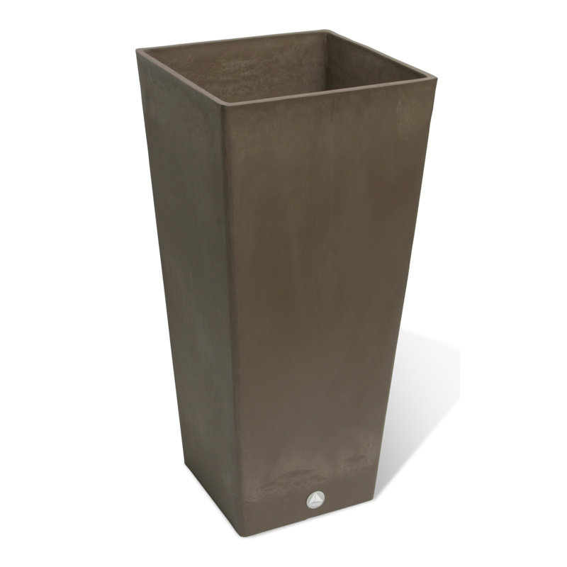 Jardinière en pot composite carrée Cara avec tablette végétale, Taupe, 19.5" H x 10.5" W x 10.5" D