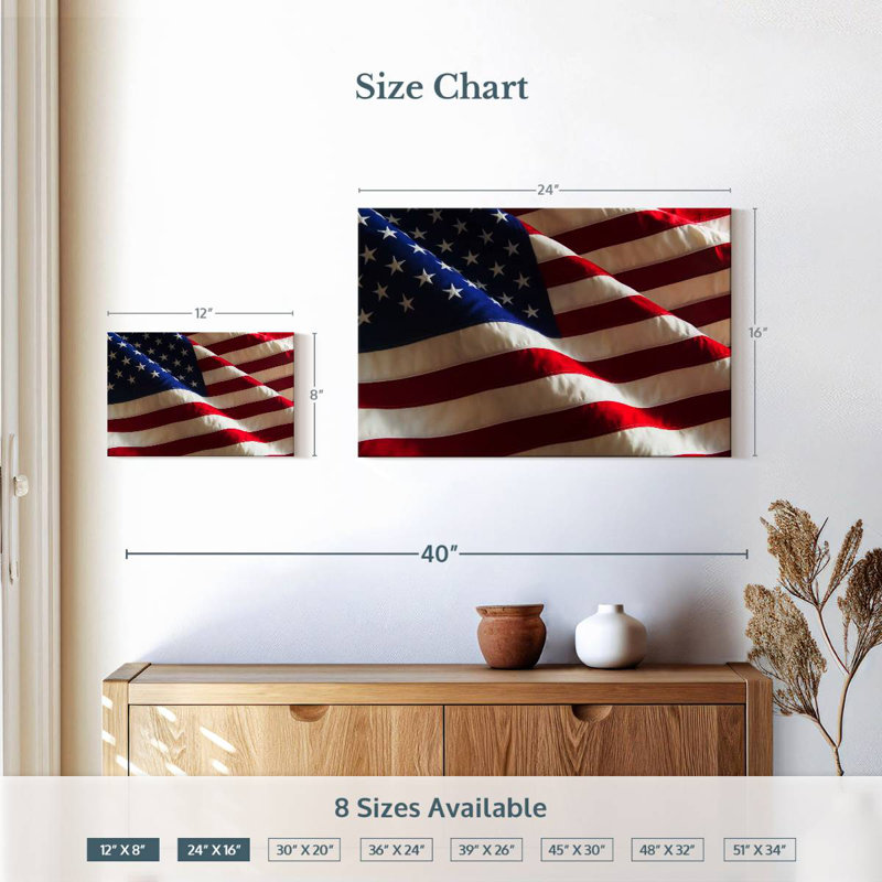 Borges Rippled American Flag, 16" H x 24" W