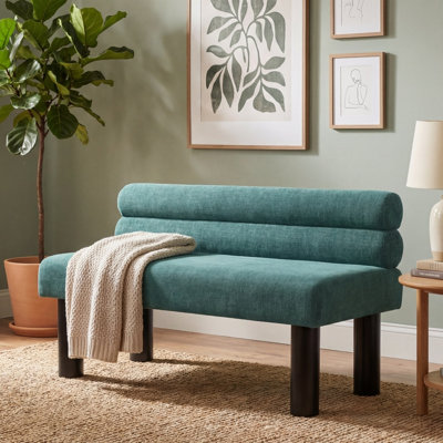 Banc de salle à manger rembourré avec dossier Modern, boucle courbée pour cuisine, salon, bout de lit vert Modern