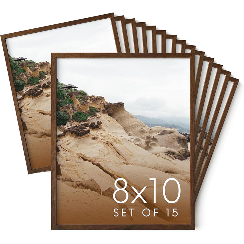 Cadre photo en bois - ensemble de 15, Noyer, H 10 po x l 8 po