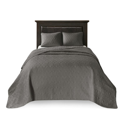 Reversible Bedspread In Dark Grey For King Bed - With Charming Design Pre-Washed Cotton Filling A Cozy Night's Rest Oversized To Fit Mattress Well Includes And 2 Shams Machine Washable Bedding