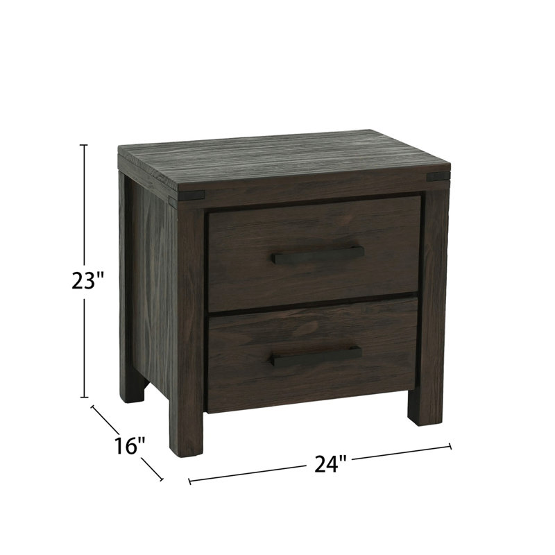 Table de chevet 2 tiroirs en espresso