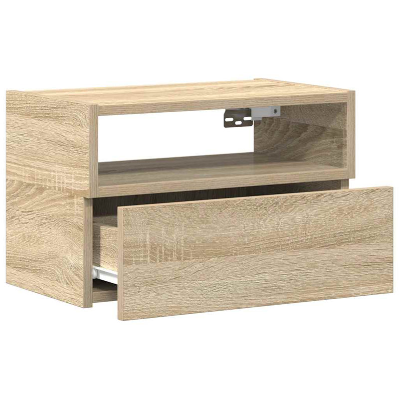 Cabriales 45cm W Manufactured Wood Bedside Table, Sonoma Oak, 1