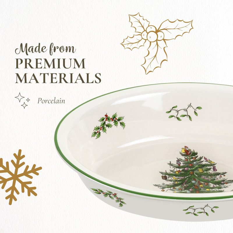 Spode Christmas Tree Oval Rim Dish 12.5"