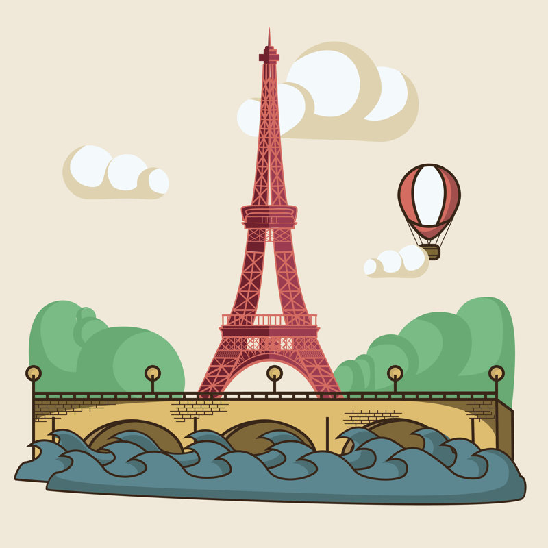 Eiffel Tower - Wrapped Canvas Print, 30cm H x 30cm W x 3.8cm D