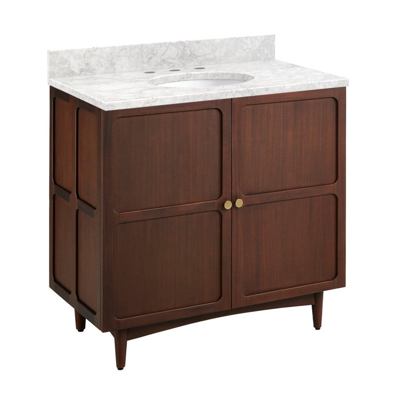 Delavan 30" Single Bathroom Vanity, 8" Widespread, Carrara Marble, Oval 