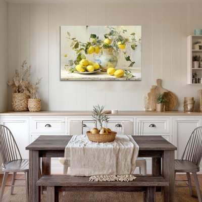 Art mural citron, art mural sur toile citron, fruits, images de cuisine pour le mur, art mural italien, art mural méditerranéen pour la cuisine, affiche de fruits rétro, impression 24 po x 36 po