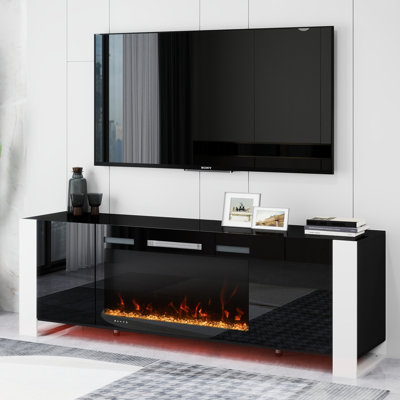 70 in. TV stand for TVs up to 80 in. with electric fireplace and LED lights Entertainment Center -  Ivy Bronx, 9025F520BBA441C6BAC54973AD3C11D2
