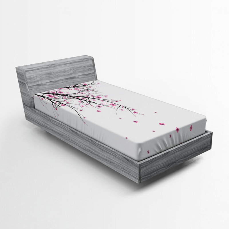 Microfiber Floral Fitted Sheet, Twin Fitted Sheet