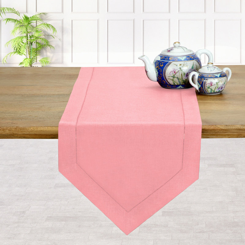 D'Moksha Homes Diamond Linen Table Runner, 108" L x 14" W, Pink