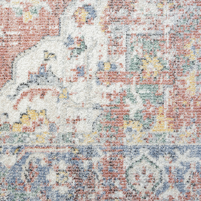 Arles Oriental Cream/Blue/Rust Area Rug, Rectangle 2' x 3'
