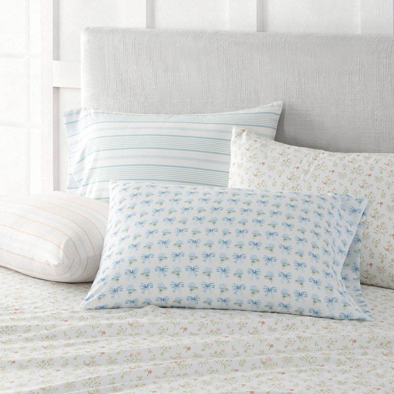 Ensemble de draps Martha Stewart, Ensemble de draps pour taille de lit simple avec d, Bleu