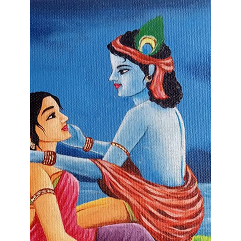 Radha Krishna, amour divin | Acrylique sur toile | Par Rohit