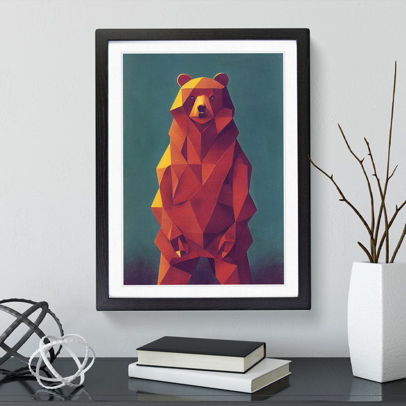Excellent Bear Abstract - Framed Print, Black, 64cm H x 46cm W x 2cm D
