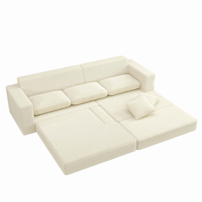 Versatile Modular Sectional Sofa with Transformable Design for Ultimate Comfort, Beige Foam, Left Hand Facing