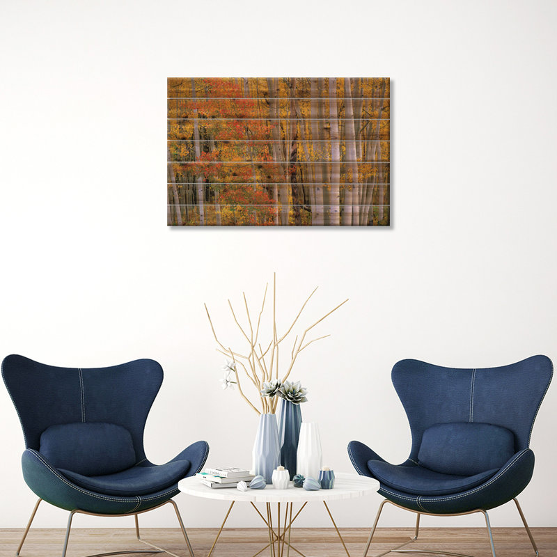 Aspens at Independence Pass, Colorado par Tim Fitzharris - Peinture sur bois sans cadre, H 18 po x l 26 po x P 1,5 po