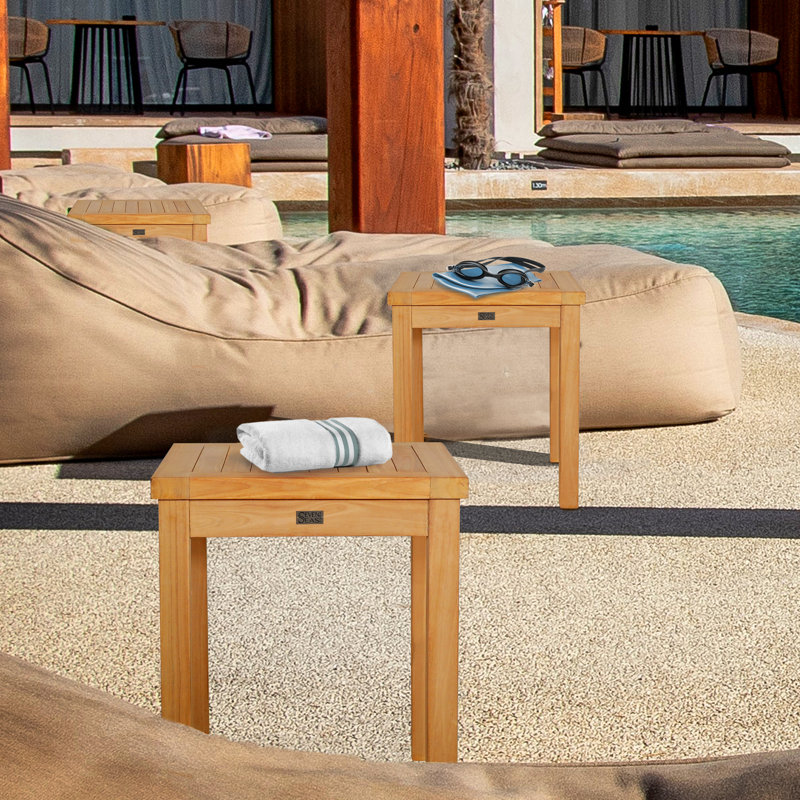 Corum Square Teak Outdoor Side Table , 16'' in. W 16'' in. D