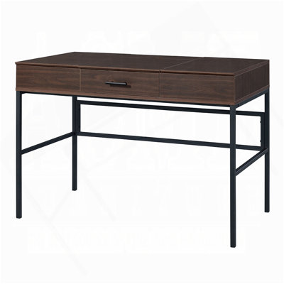 Bureau d'écriture à 1 tiroir en chêne et noir avec port USB