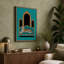 Leopard On Turquoise Bench Modern - Print-136782576-136782575