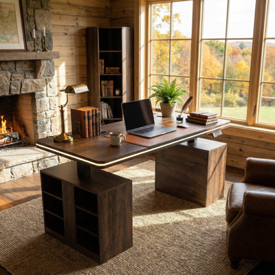 63'' Electric Standing Desk With LED Light Strip, Power Outlet, And Bluetooth App Control