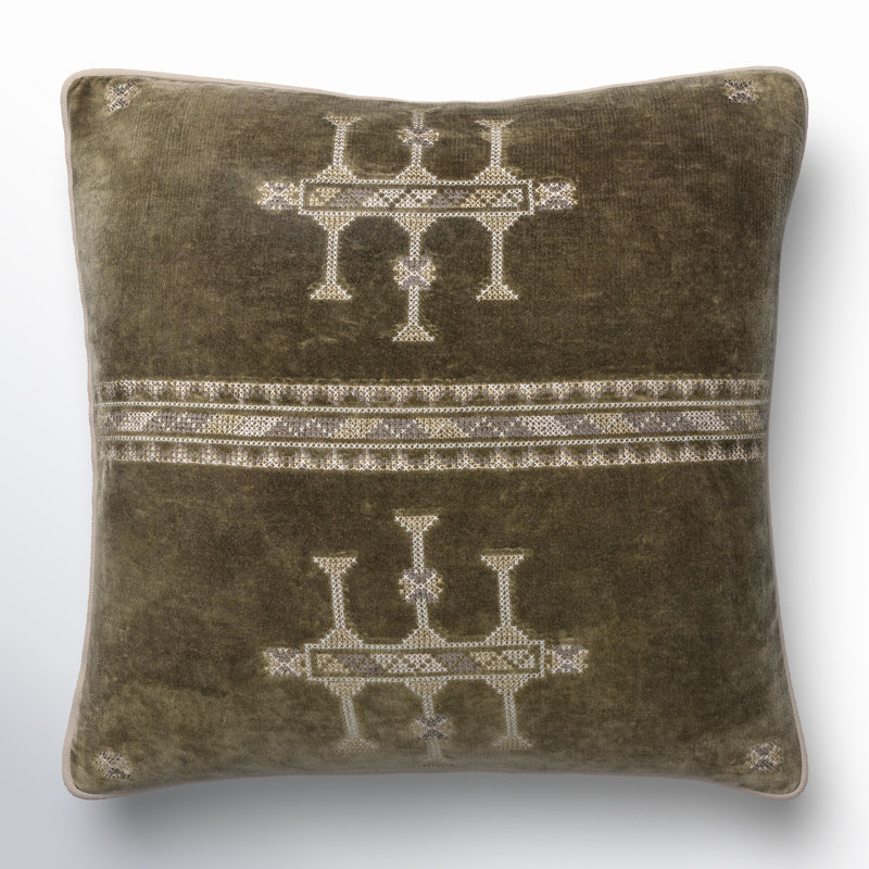 Coussin en coton Veola, Brun moyen, Housse de coussin seulement - sans coussin, 18 po x 18 po