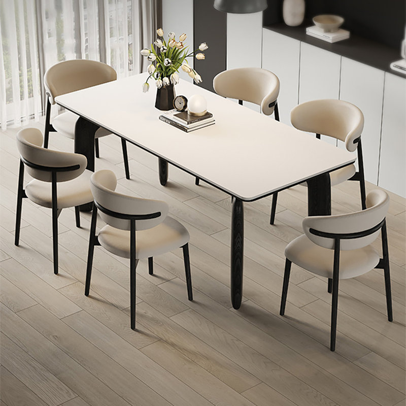 Table de salle à manger Dicie Rock avec simplicité rétro française, H 29,5 po x L 63 po x l 31,5 po
