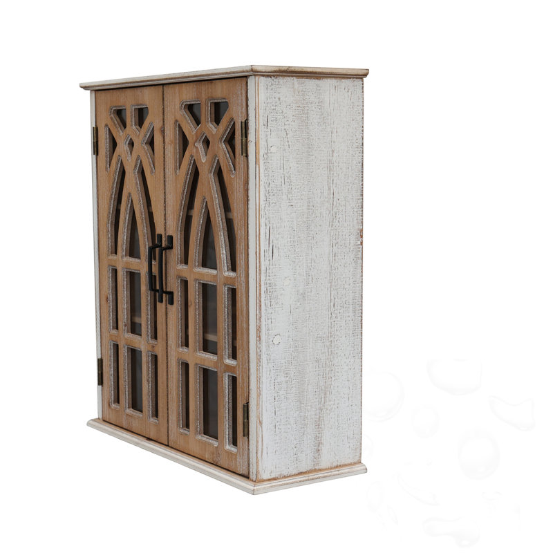 Armoire murale avec portes découpées, Naturel / blanc délavé