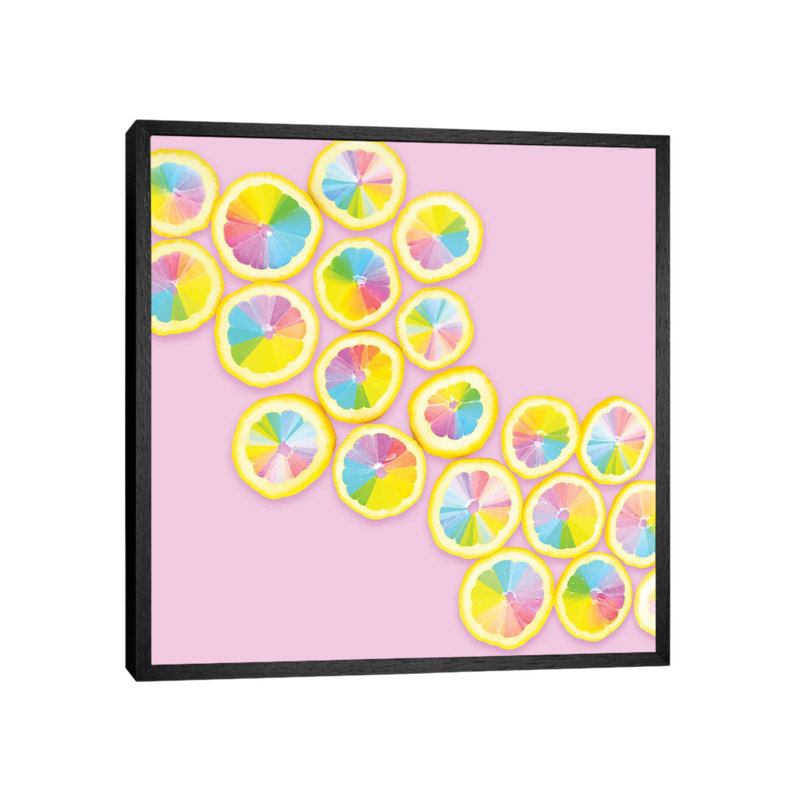 Wheel Citrus by Erin Summer - Print on Canvas, 93.98cm H x 93.98cm W x 3.81cm D, Black Framed