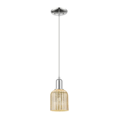 Downtown Urban - Bridal Veil - 1 Light 12" Cord Hung Mini Pendant - Polished Nickel Finish - Clear Shade