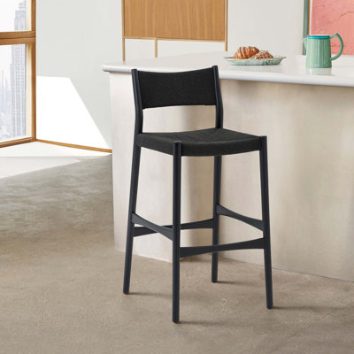 Tabouret de comptoir en bois et corde de papier tissé